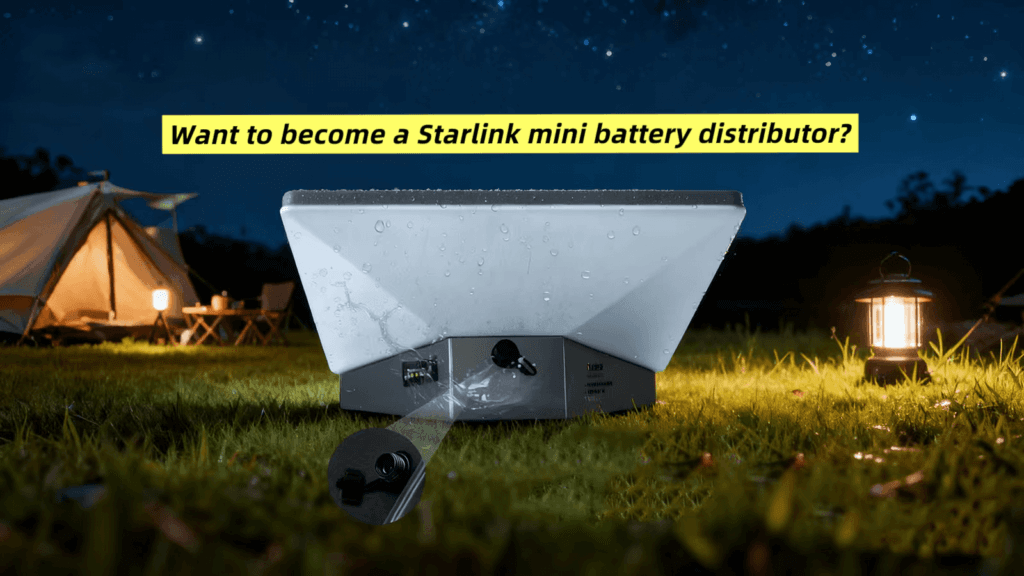 Promotional banner inviting distributors to join the Starlink Mini Battery reseller and OEM program by SINVYX