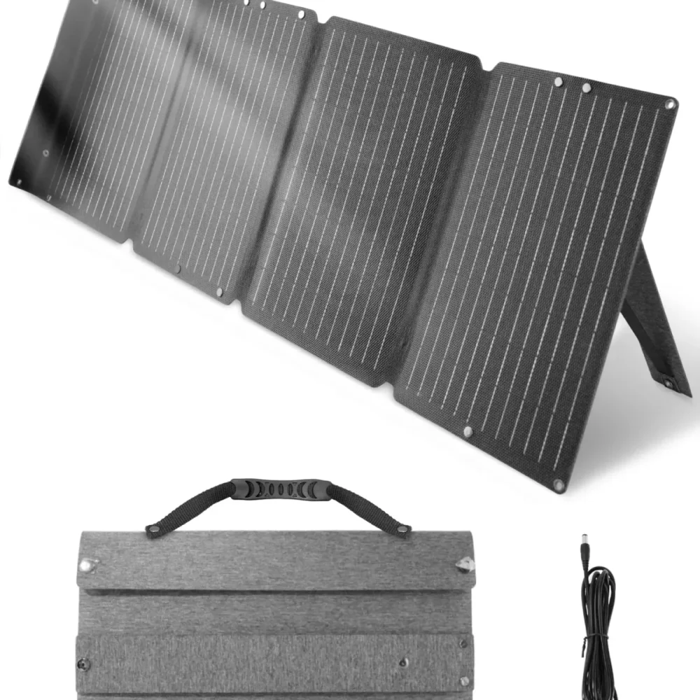 SINVYX 36V 60W foldable solar panel fully unfolded showing monocrystalline cells