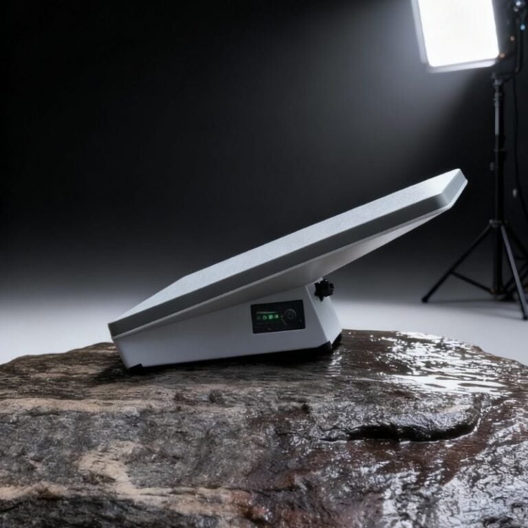 Starlink Mini with a clip-on battery resting on a flat surface